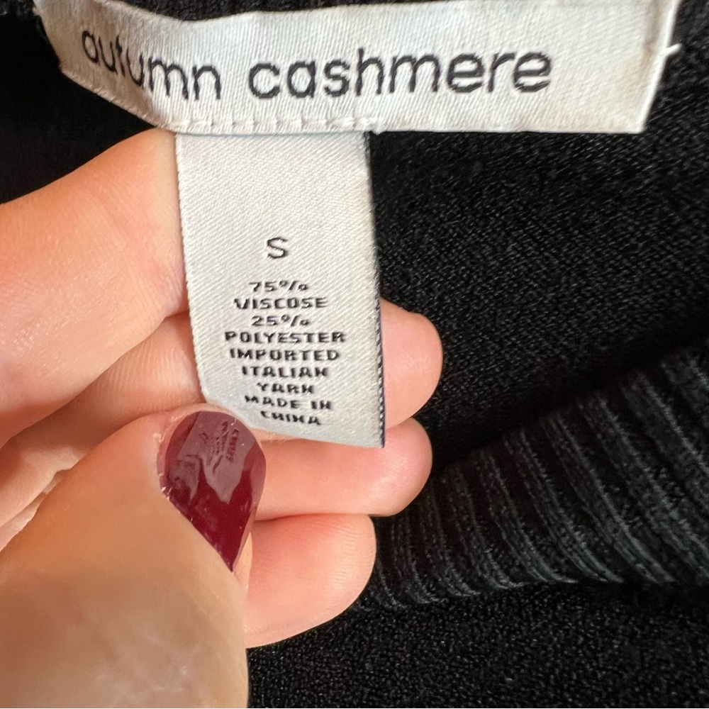 AUTUMN CASHMERE Black Pointelle Short Sleeve Sweater, S - Picture 9 of 10